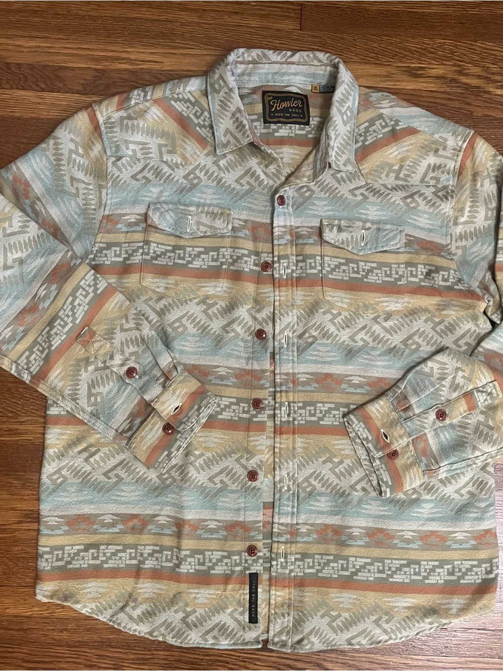 Howler Bros Sheridan XL button shirt Aztec jacquard pastel western flannel